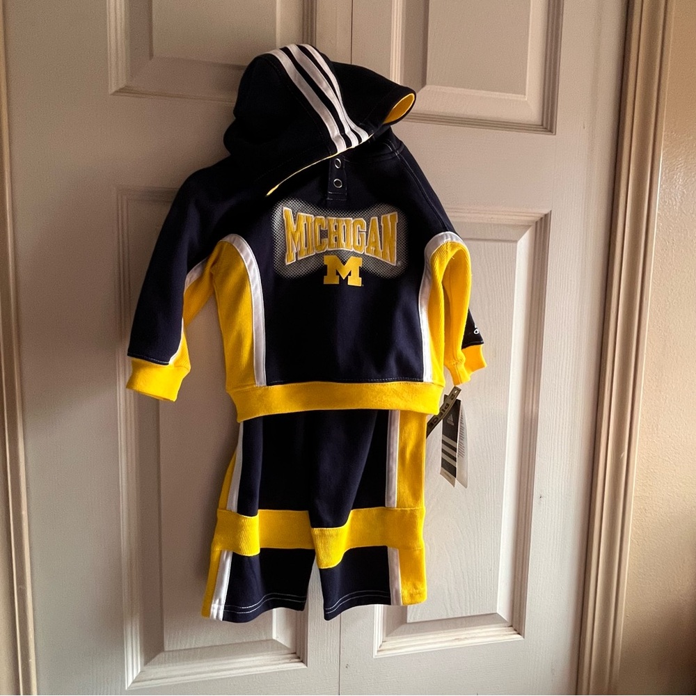 Adidas Michigan Wolverines Toddler Hoodie & Pants Set – Size 18M